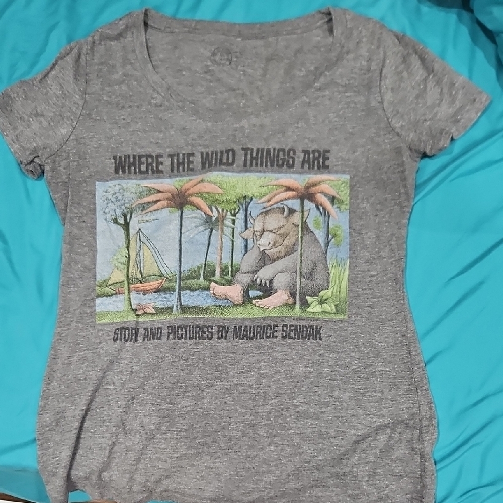 Gray Graphic T-Shirt with 'Where the Wild Things Are' Print